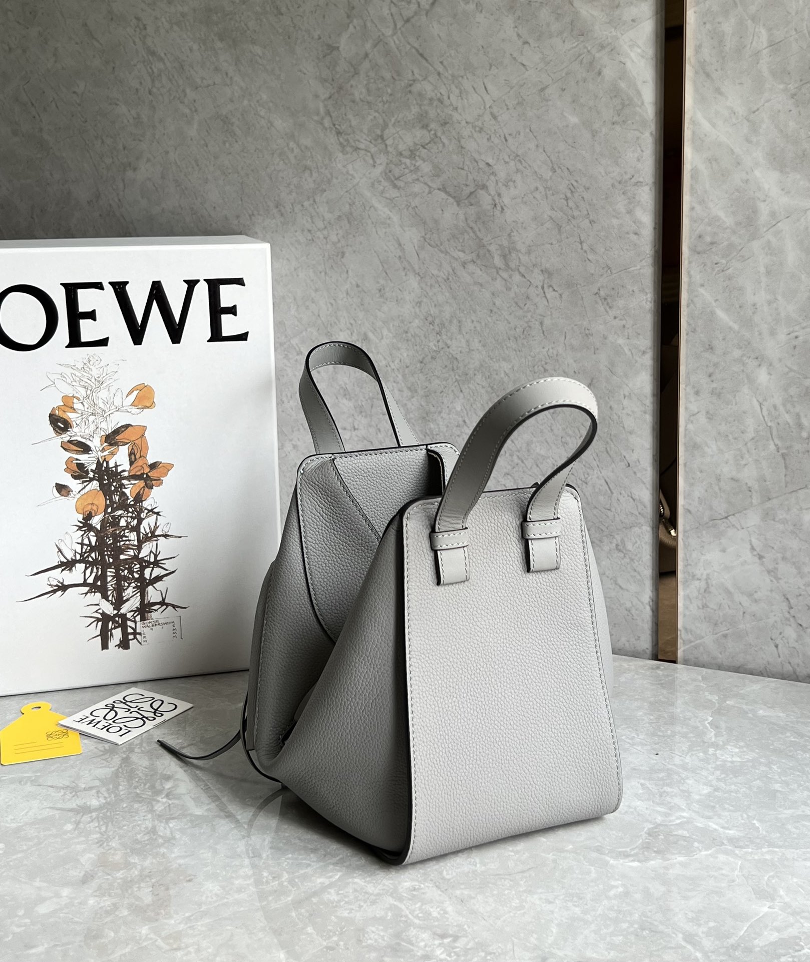 Loewe Compact Hammock Bag in Soft Grained Calfskin Grey